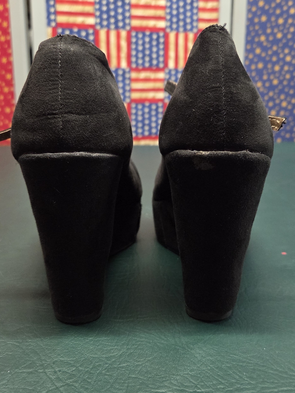 **Black Suede Rue21 Ect. Platform Heels - Women's Classic Style** - Picture 5 of 7